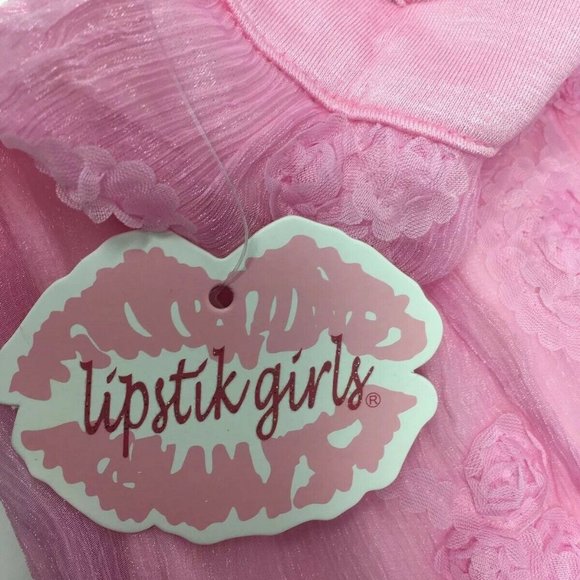 Lipstik Girls Pink Sleeveless Floral Ruffle Dress - Picture 3 of 8